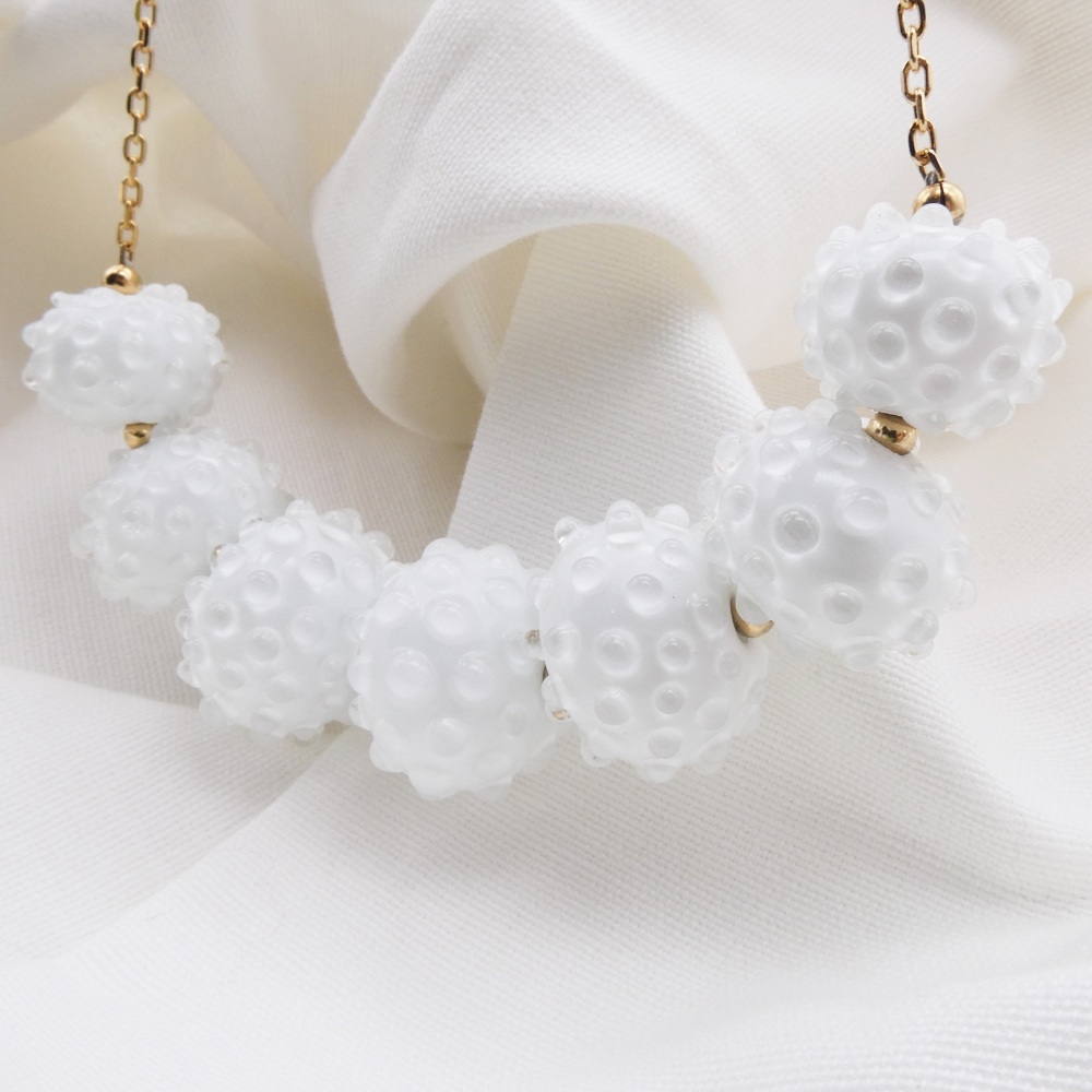 White glass bauble necklace