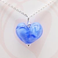 Blue Glass Heart Necklace