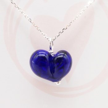 Dark Blue Glass Heart Necklace