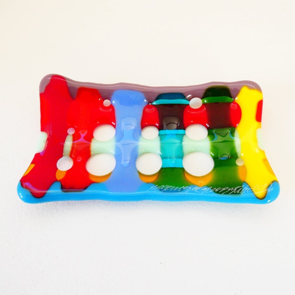 Multicoloured Fused Glass Soap Dish #1