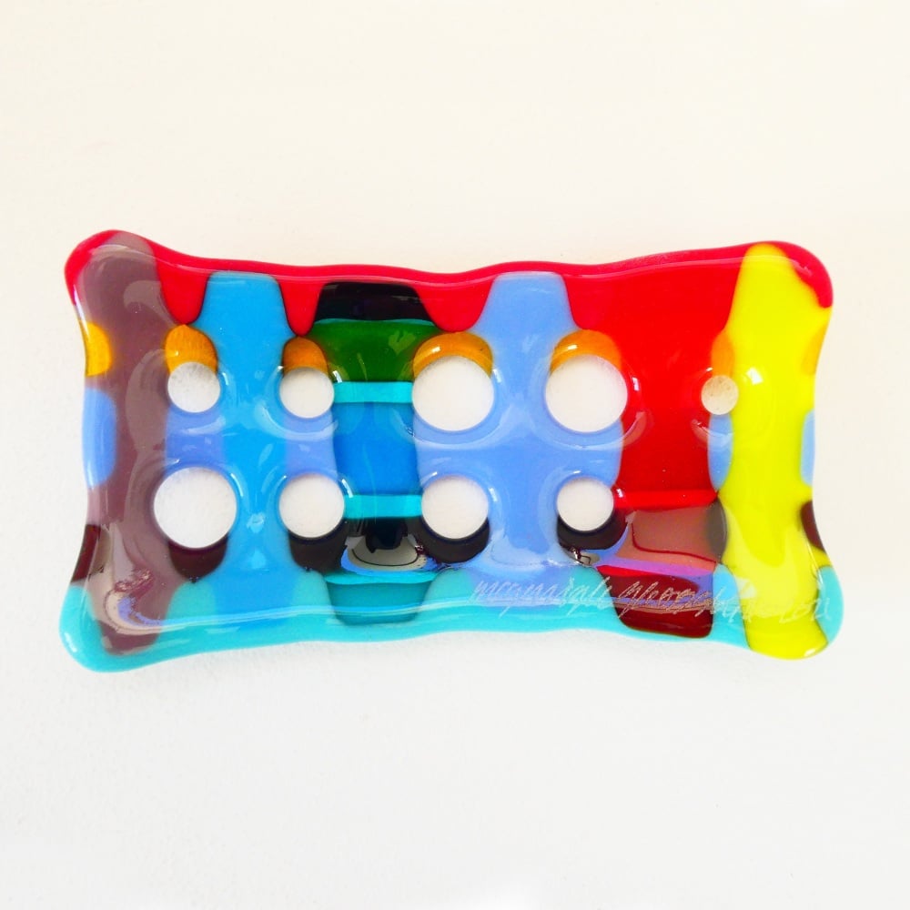 Multicoloured Fused Glass Soap Dish #2