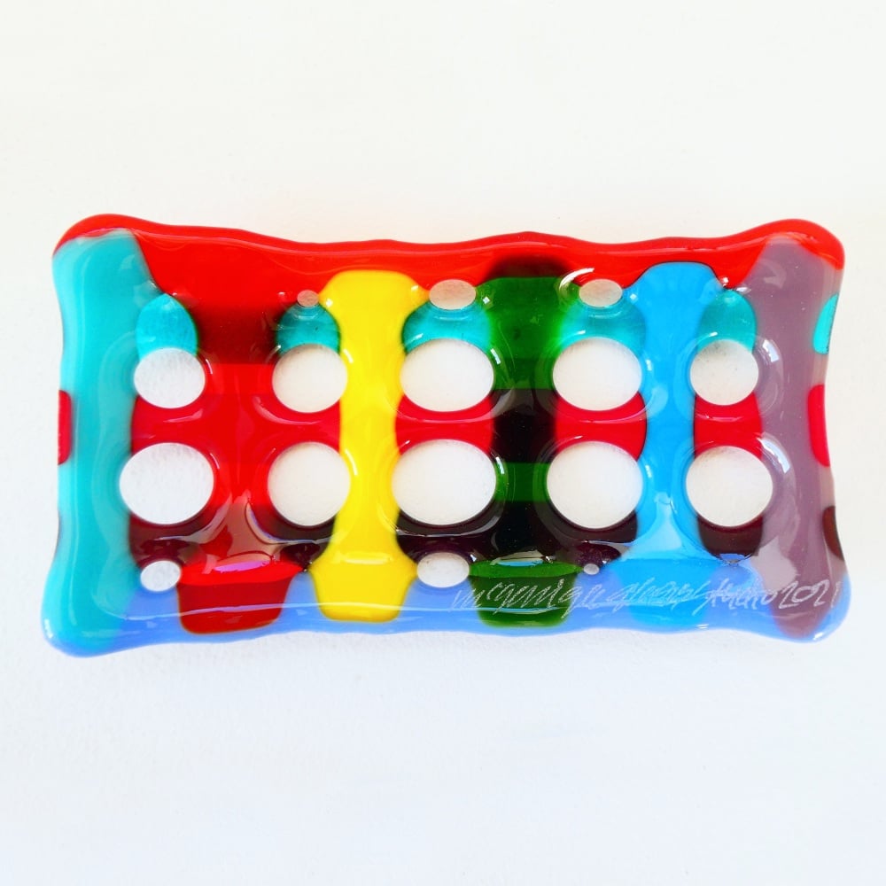 Multicoloured Fused Glass Soap Dish #3