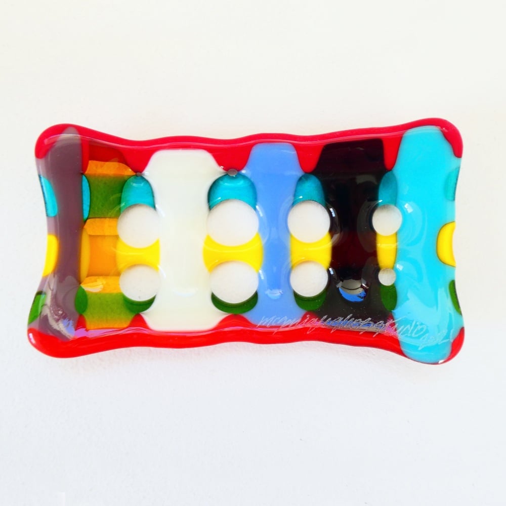 Multicoloured Fused Glass Soap Dish #4