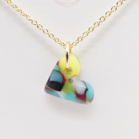Multicoloured  glass heart on filled gold #4