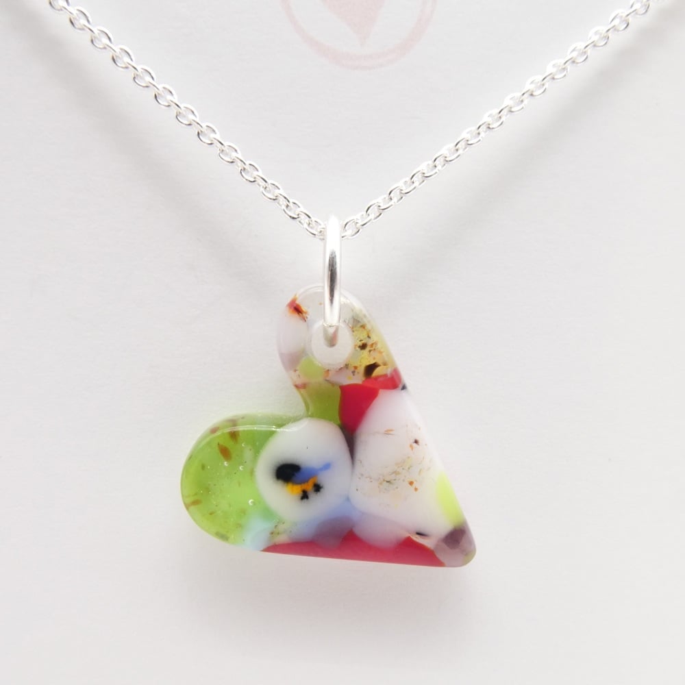 Miliforie glass heart on silver #2