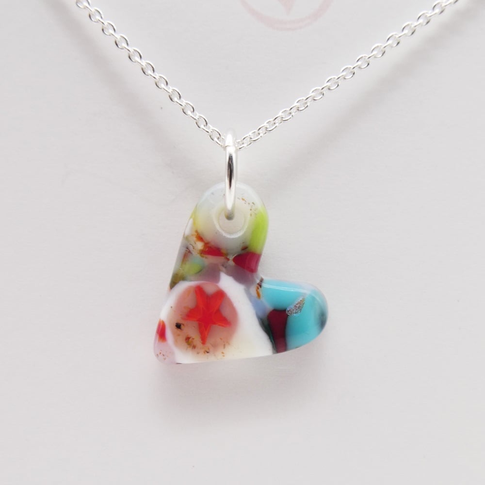 Miliforie glass heart on silver #5