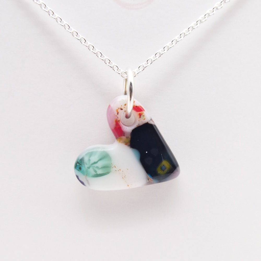 Miliforie glass heart on silver #10