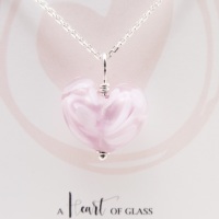Pink Glass Heart Necklace
