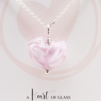 Pink Glass Heart Necklace