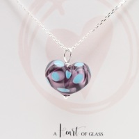Purple and Turquoise Glass Heart Necklace