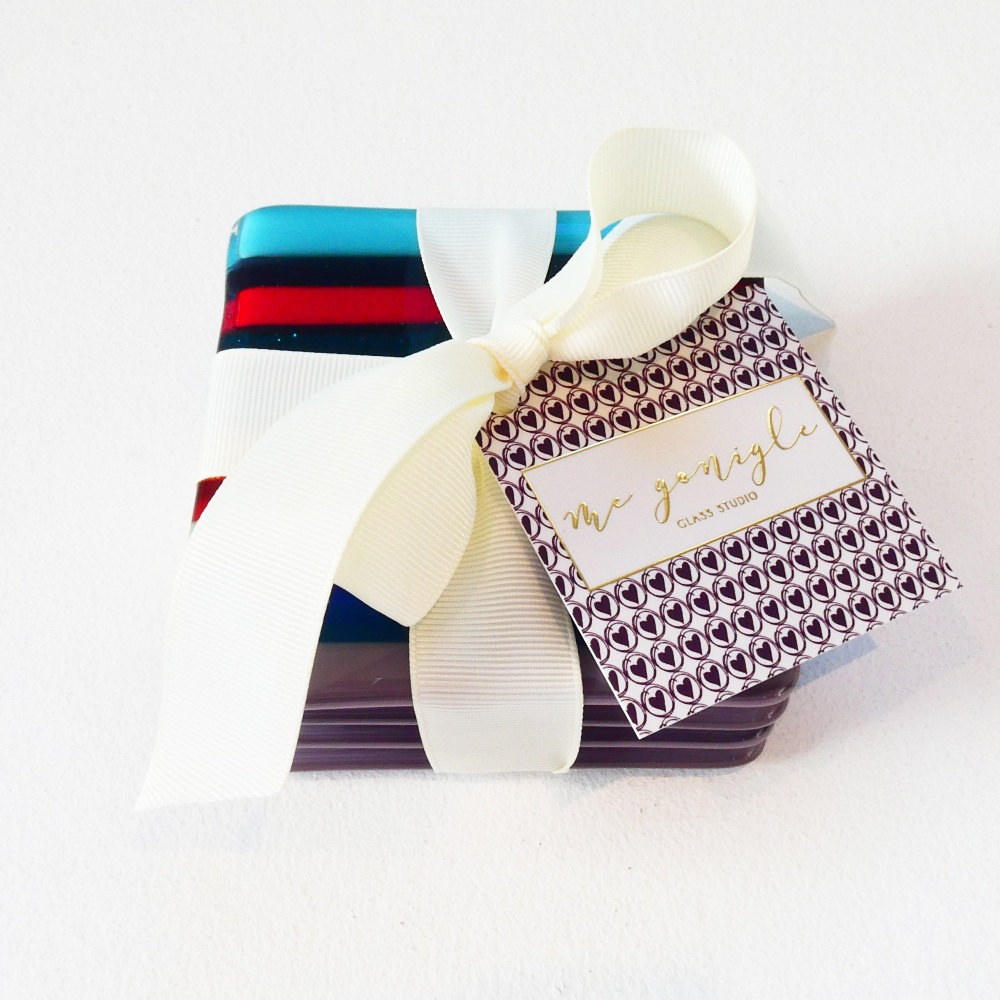 Fused glass coasters set #1
