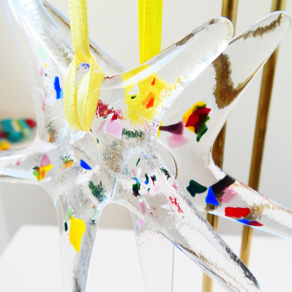 yellow and Clear Glass Star Decoration