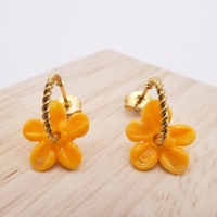 Small ochre Flower twisted  hoop earrings-gold