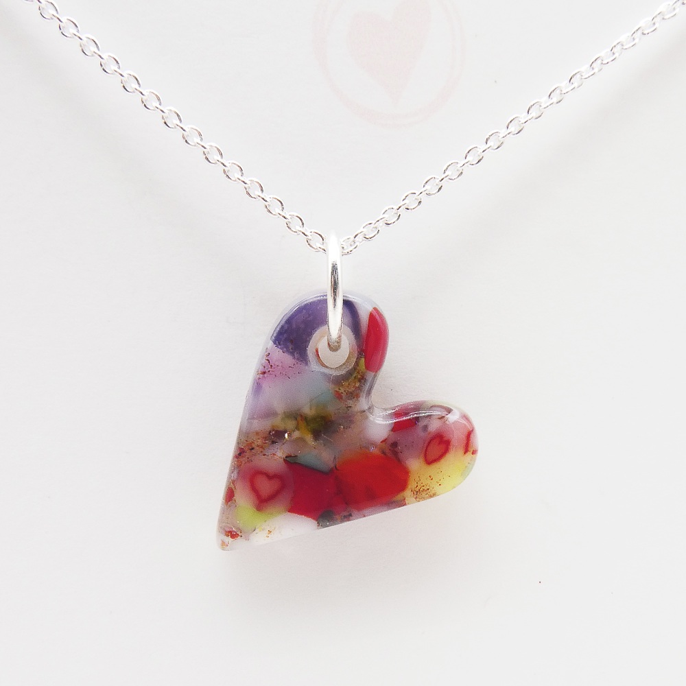 Miliforie glass heart on silver #3