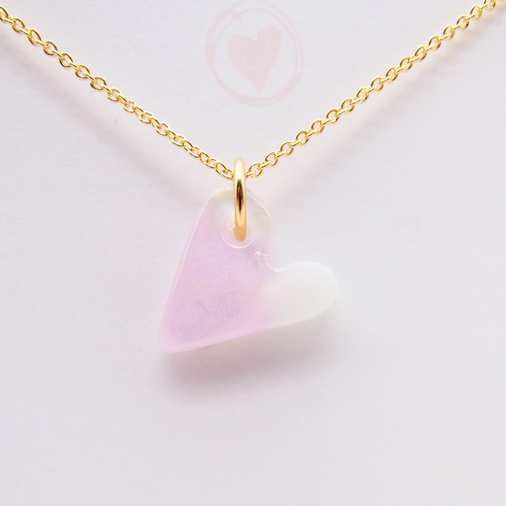 Pastel glass heart on filled gold #2