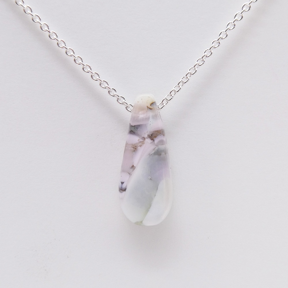 Pastel geo Raindrop pendant on silver #1
