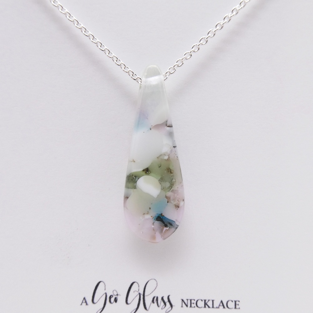 Pastel geo Raindrop pendant on silver #2