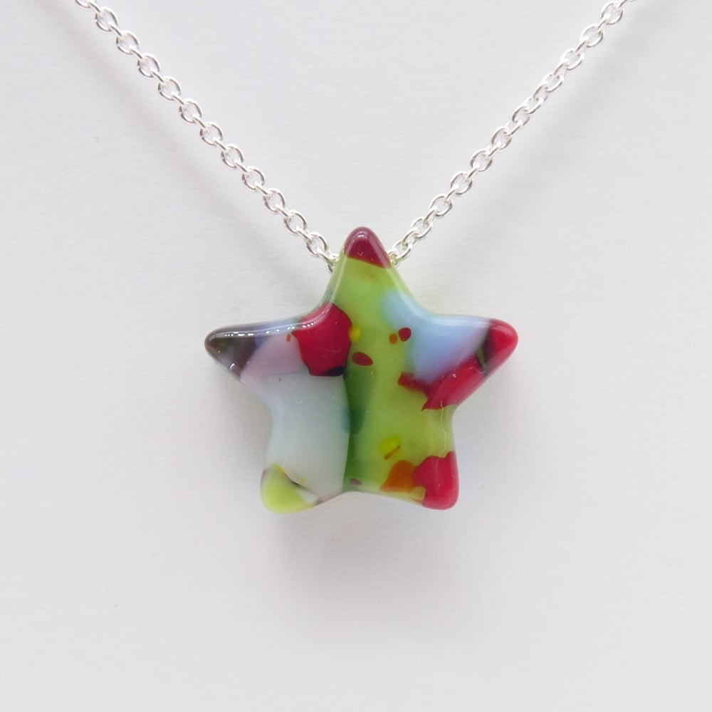 Multicoloured Glass Star on silver #4