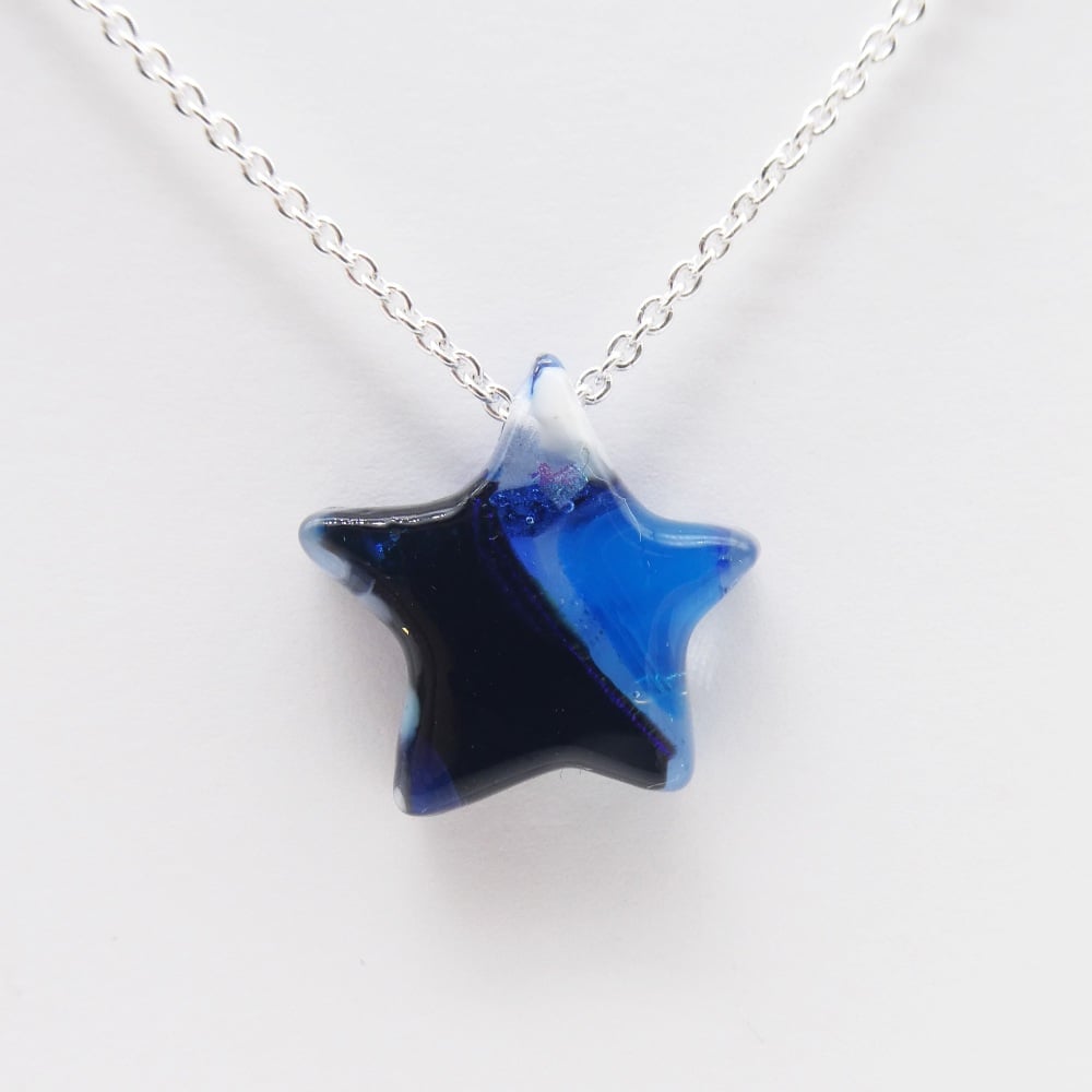 Blue Glass Star on silver