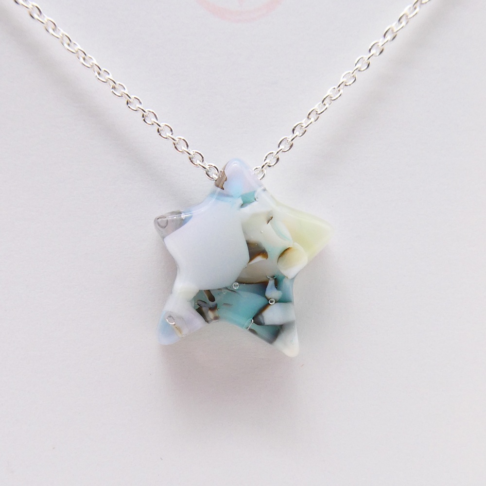 Pastel Glass Star on silver