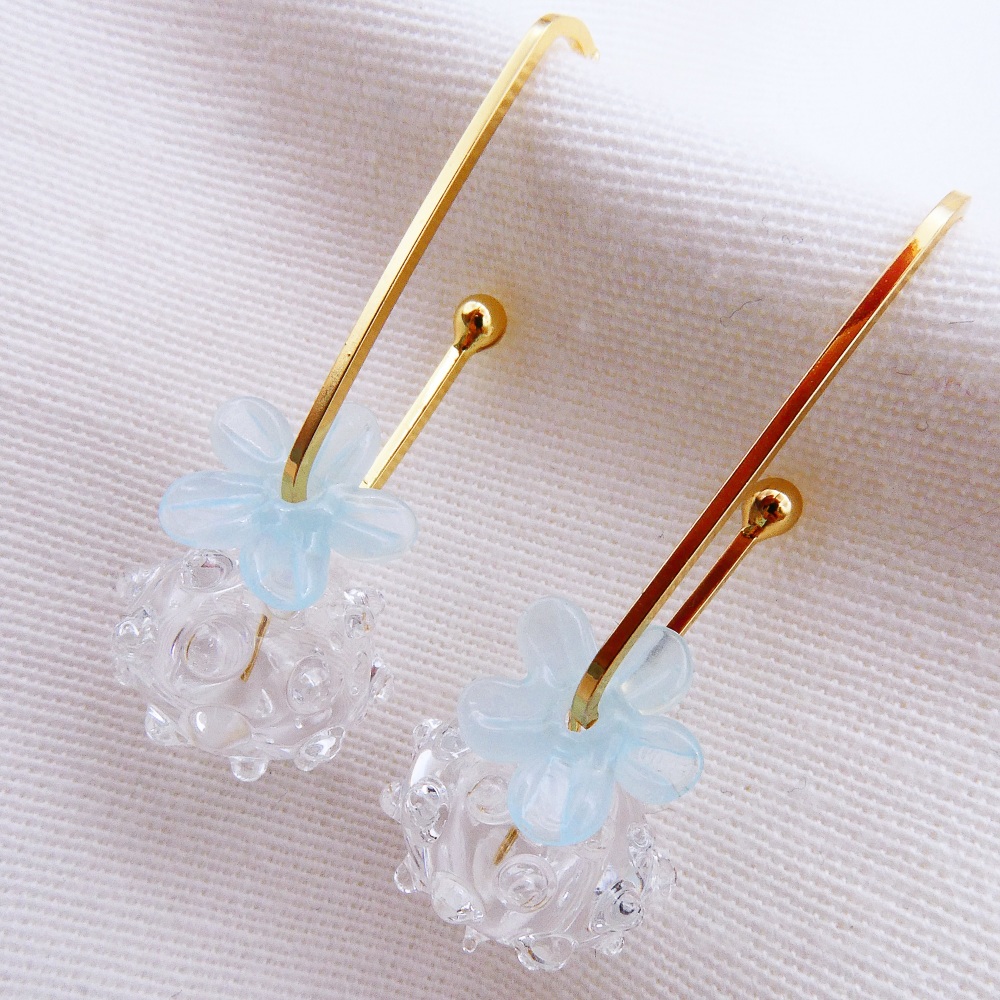 Light blue and clear Glass Bauble Drop earrings