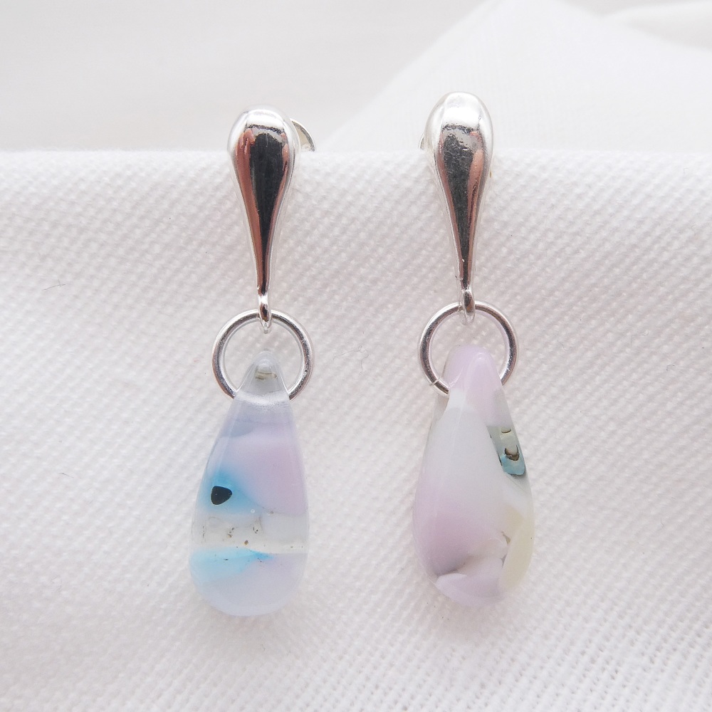Small Pastel Raindrop earrings on sterling silver
