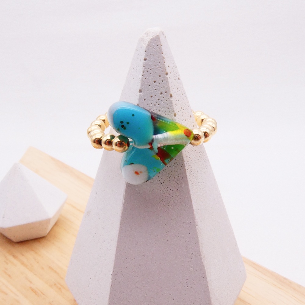 Simply Gold Ring with Glass Heart #3