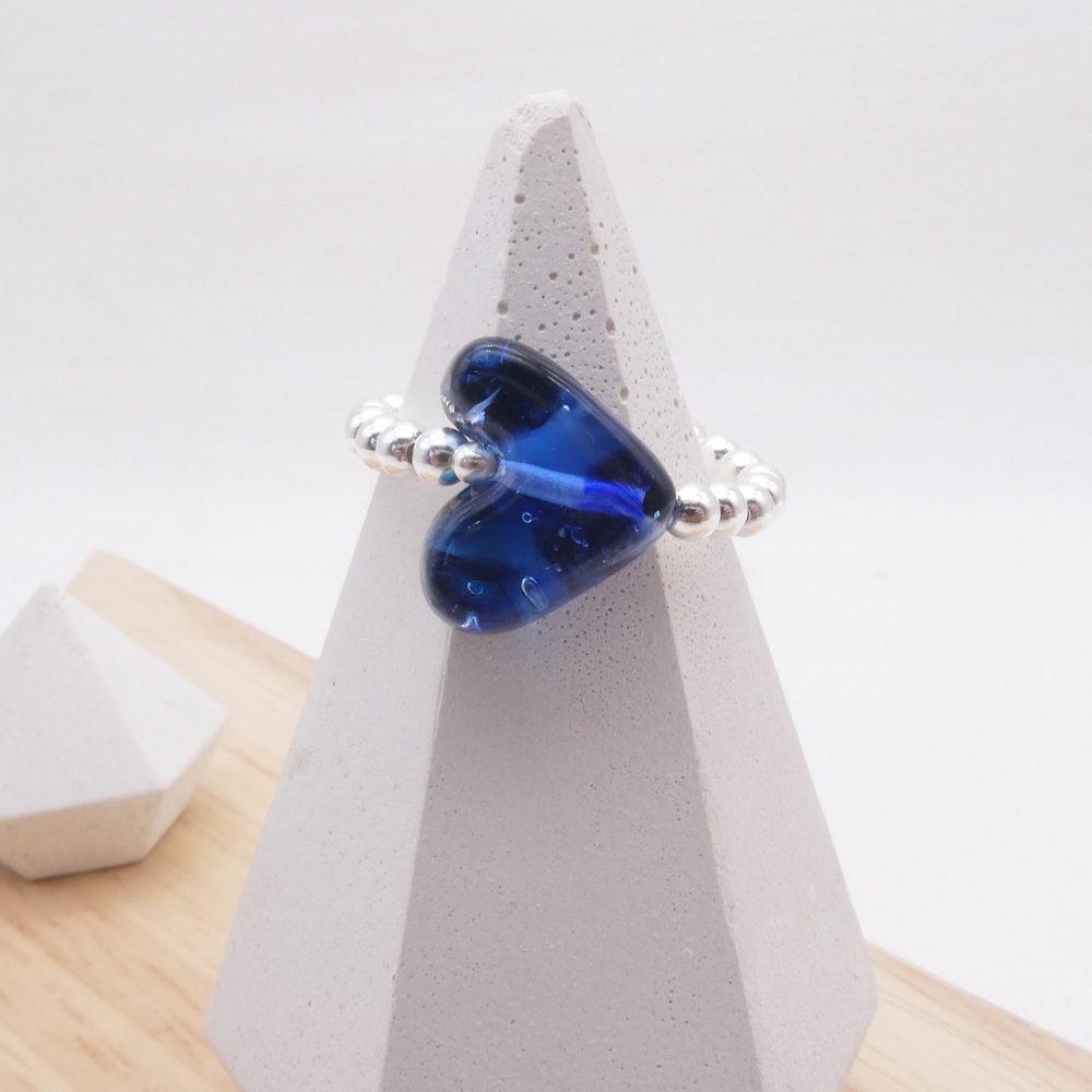 Simply Silver Ring with a glass heart #1
