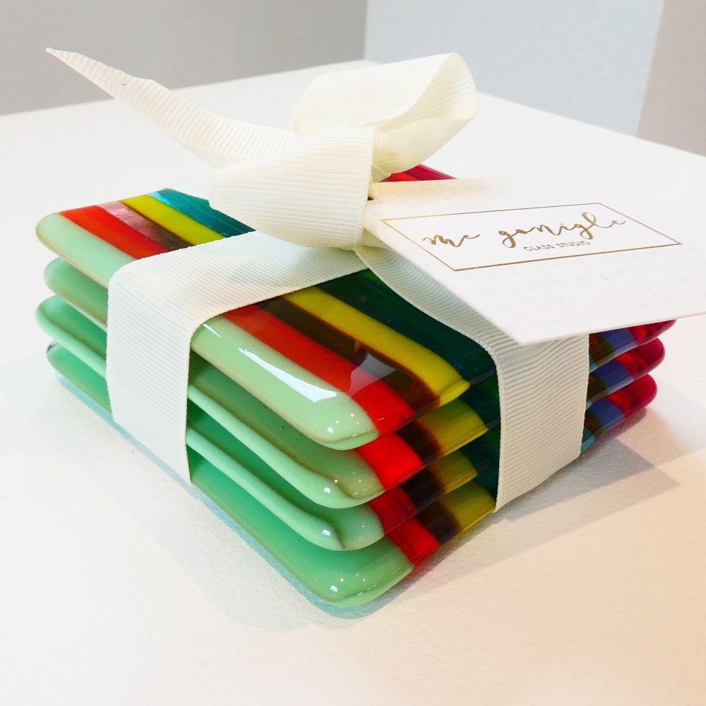 Fused glass coasters set #3