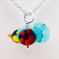 Glass Bird Necklace- silver