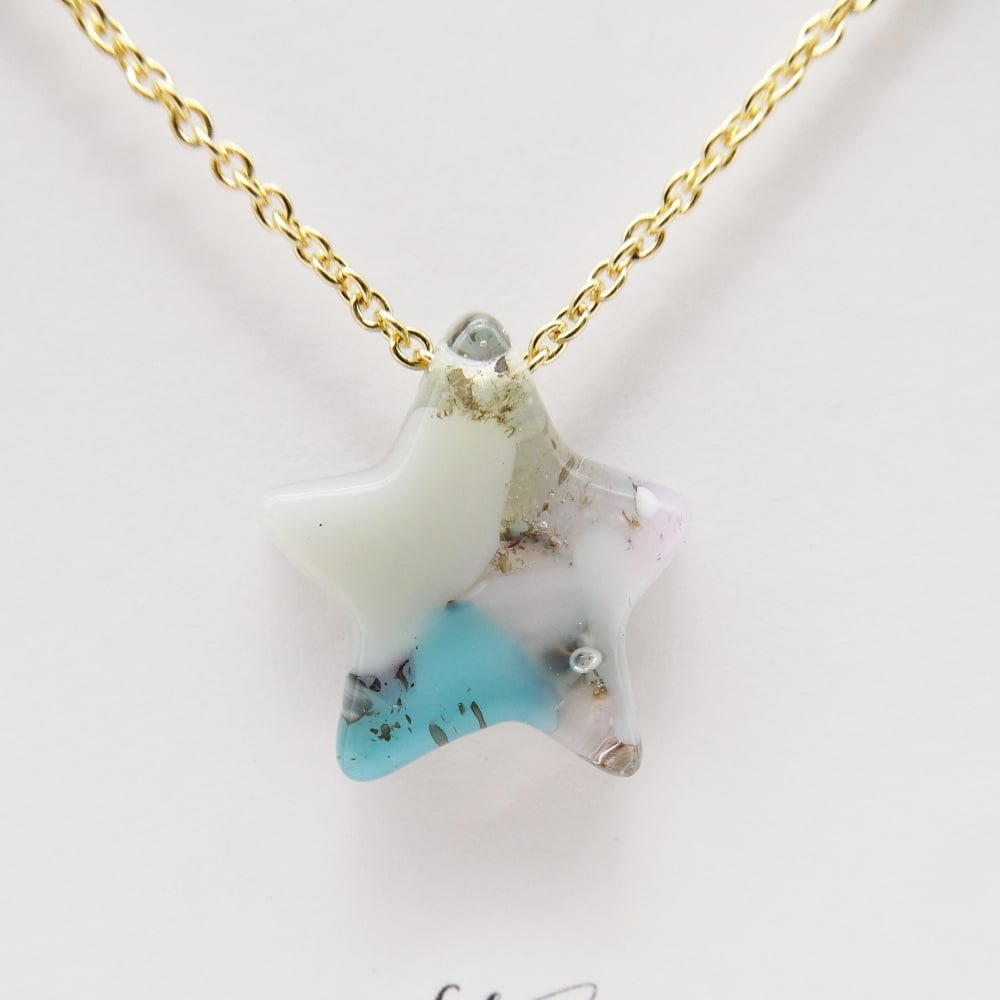 Pastel Glass star on gold #2