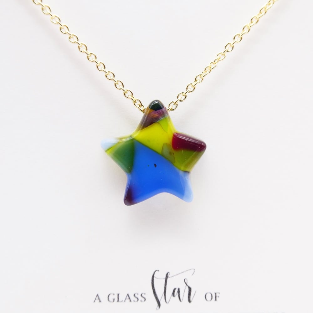 Multicoloured Glass star on gold #1