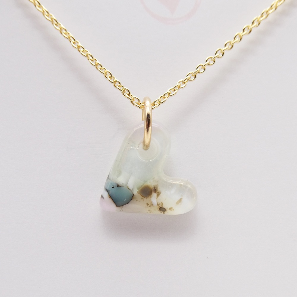 Pastel glass heart on filled gold #3
