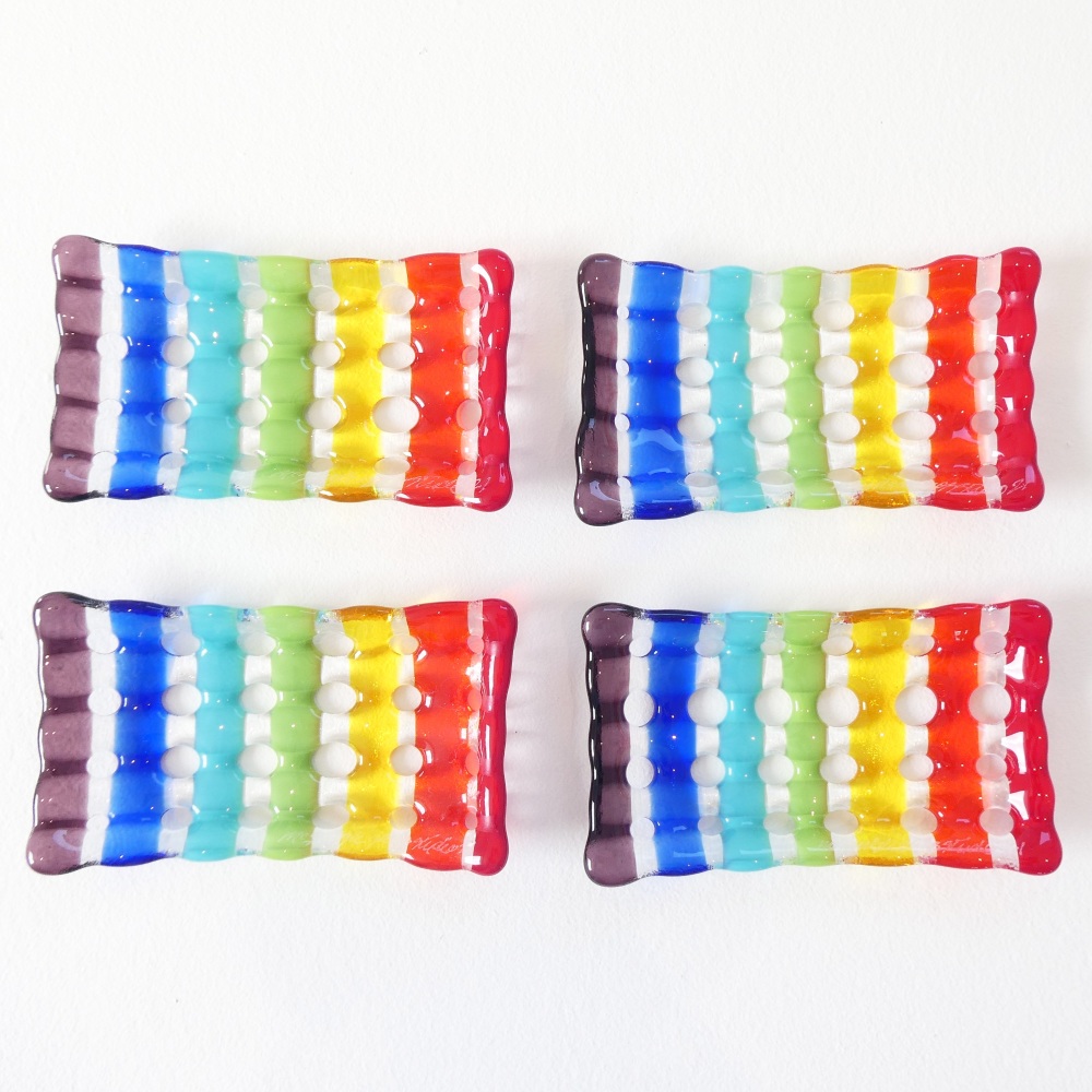 Multicoloured Rainbow Glass Soap Dish