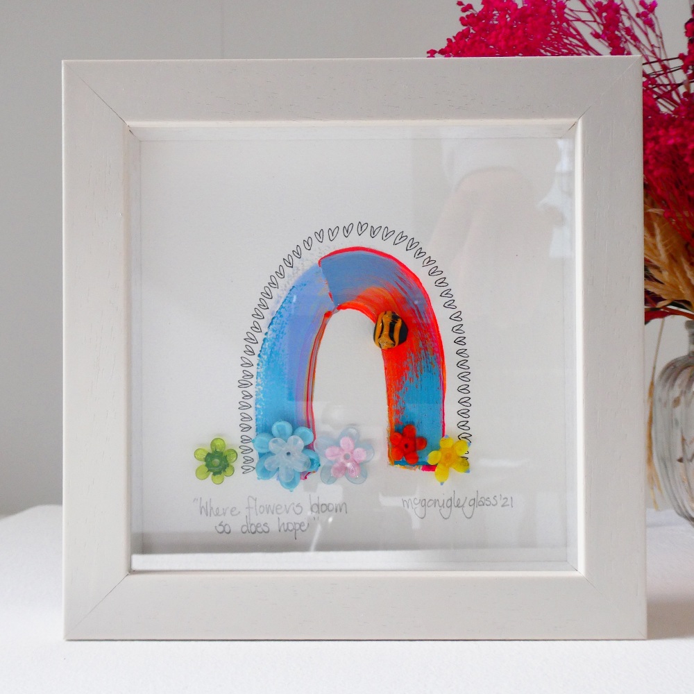 Where flowers bloom... -tiny framed picture
