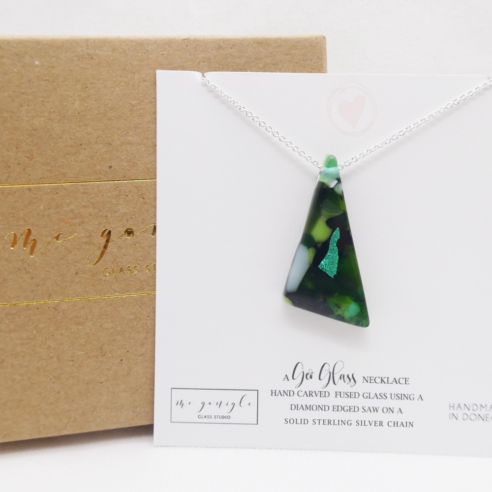 Green Glass geo pendant