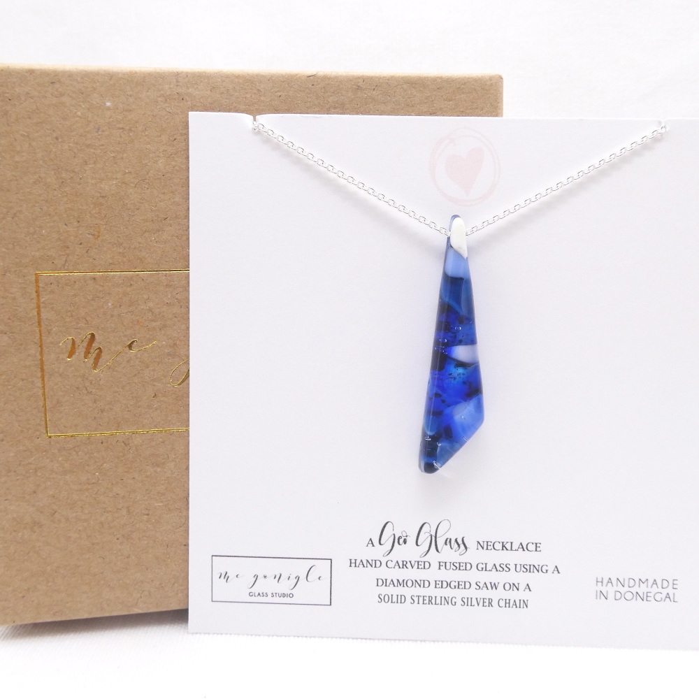 Thin Blue Glass geo pendant
