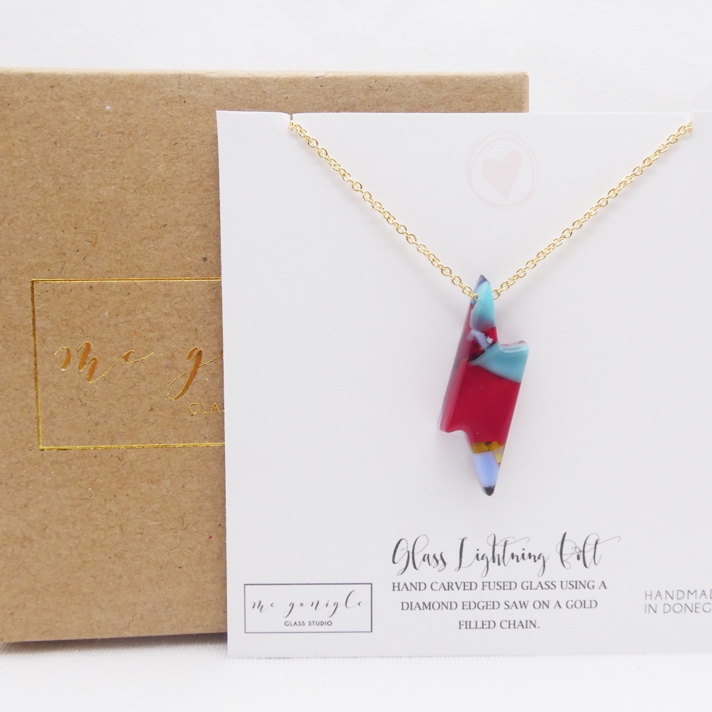 Glass Lightning Bolt on Filled Gold