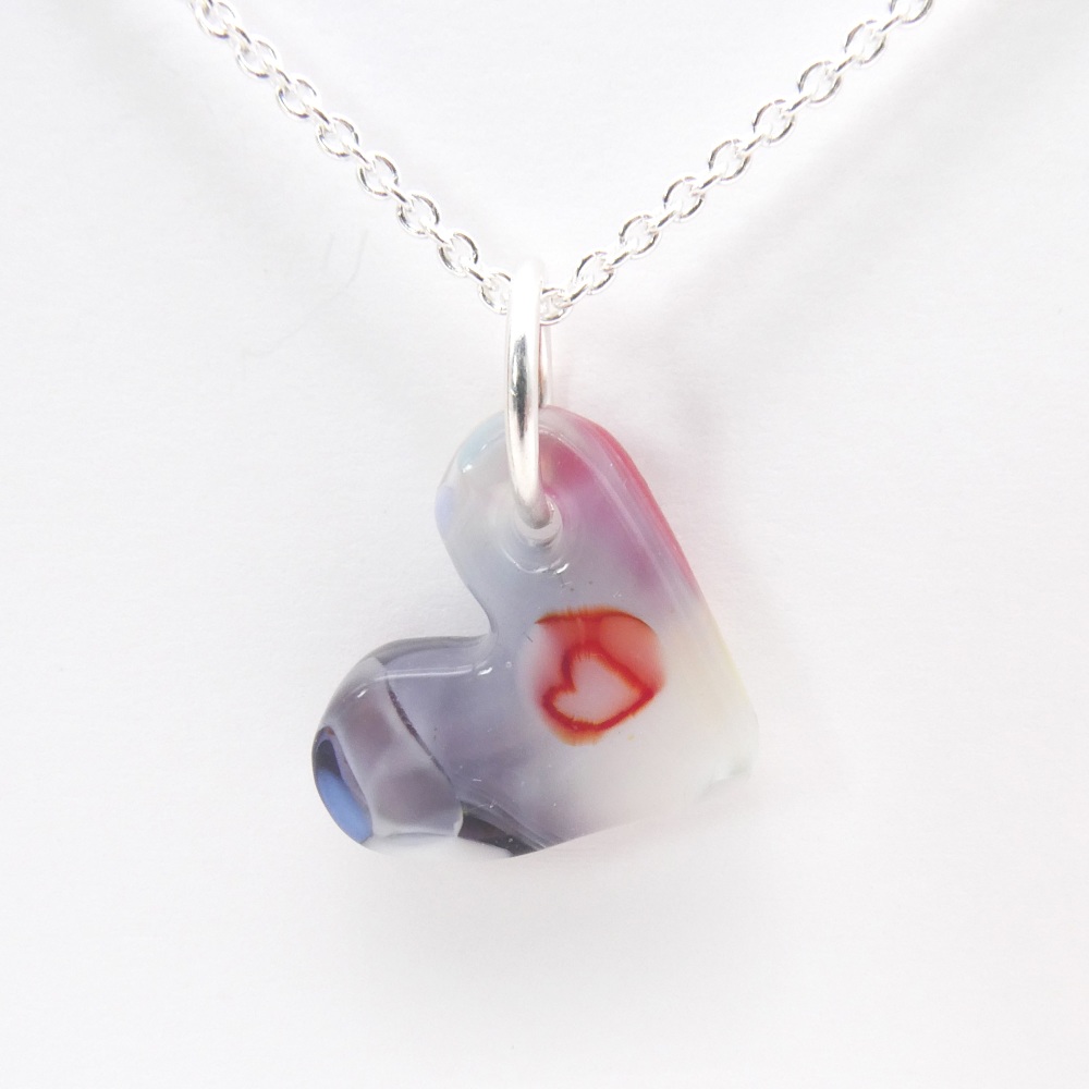Miliforie glass heart on silver #1