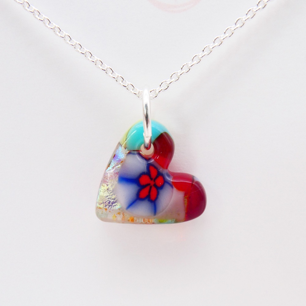 Miliforie glass heart on silver #4