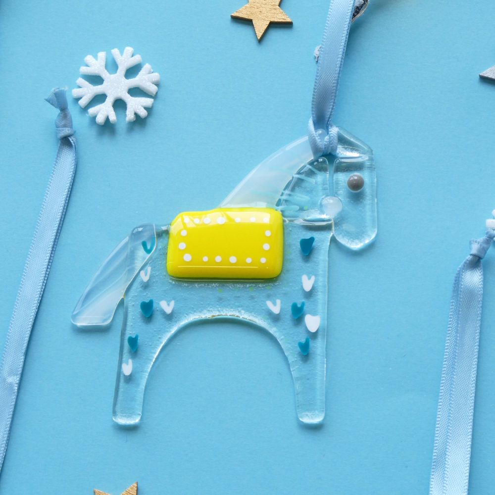 Glass Horse Decoration- Clear Glass