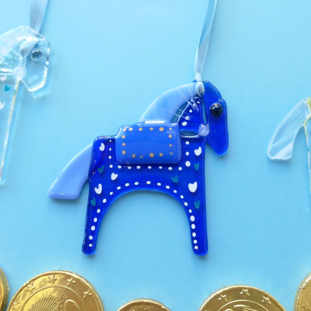 Glass Horse Decoration- Blue Glass