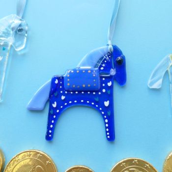 Blue glass Horse Decoration