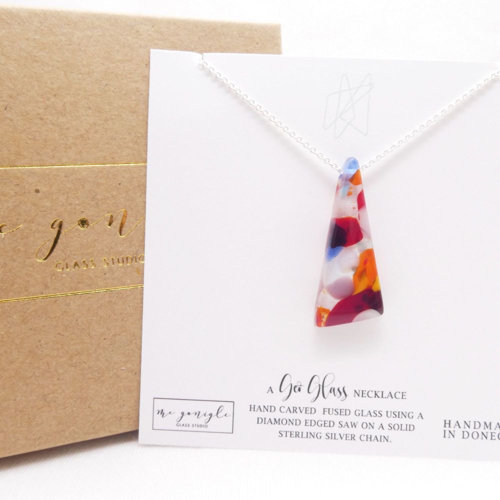 Multicoloured Glass Geo necklace on silver #2