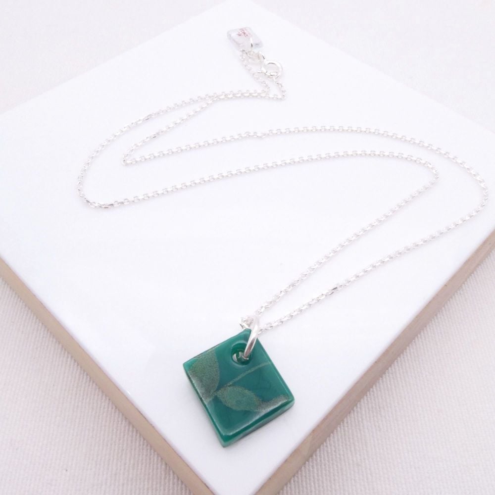 Green Glass Tile Necklace