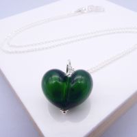 NEW Emerald Green Bauble Glass Heart Necklace