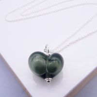 NEW Slate Grey Bauble Glass Heart Necklace