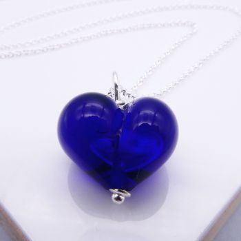 NEW Midnight blue Bauble Glass Heart Necklace