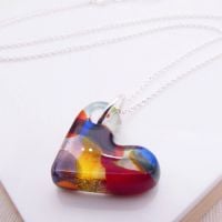 Multicoloured glass heart on silver #1