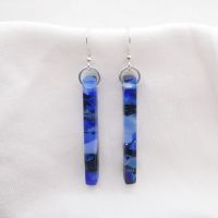 Blue pillar earrings on sterling silver  #1